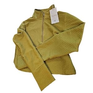Buffbunny NWT Permafrost Pullover Long Sleeve Olive Green Half Zip Gym Active